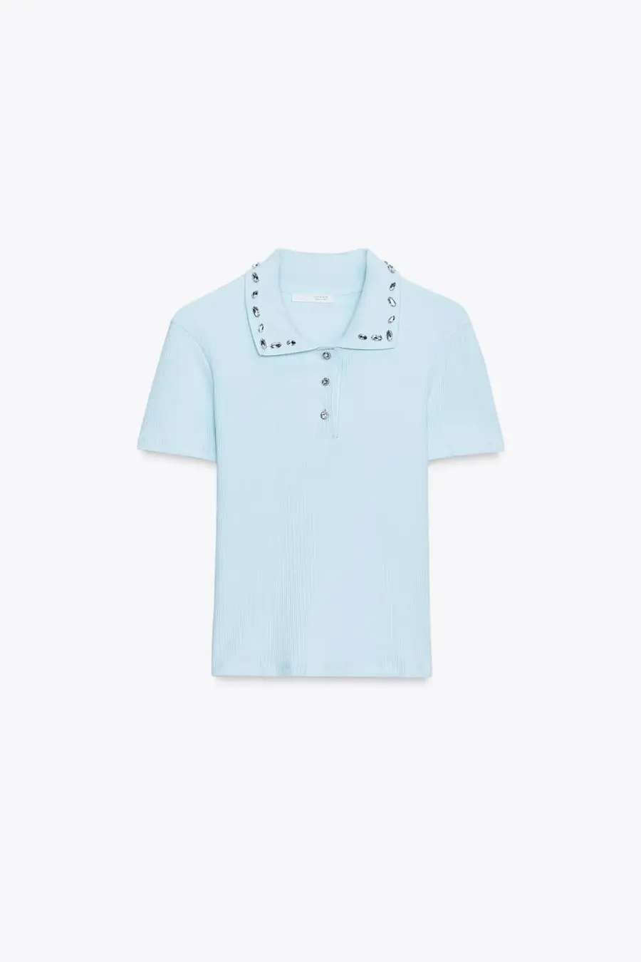 JEWEL COLLAR RIBBED POLO SHIRT