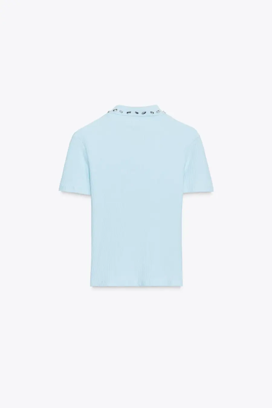 JEWEL COLLAR RIBBED POLO SHIRT