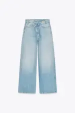 TRF WIDE-LEG HIGH-WAIST JEANS WITH CROSSOVER WAIST
