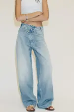 TRF WIDE-LEG HIGH-WAIST JEANS WITH CROSSOVER WAIST