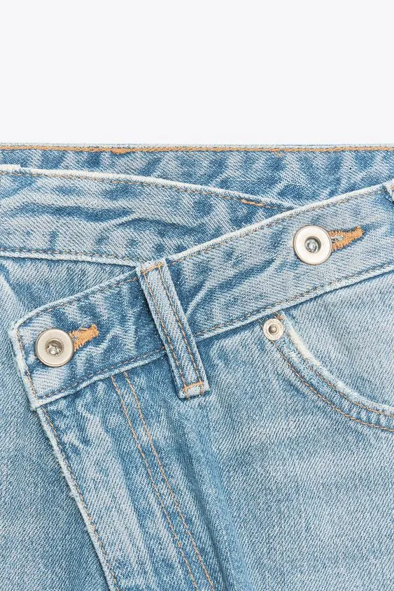 TRF WIDE-LEG HIGH-WAIST JEANS WITH CROSSOVER WAIST