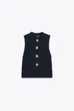 KNIT TOP WITH GOLD BUTTONS