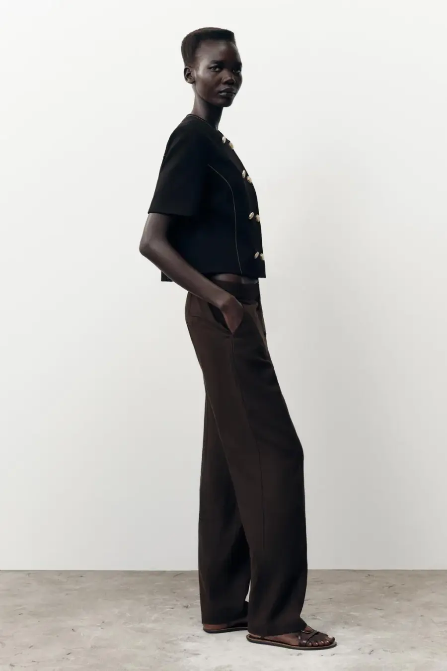 CONTRAST STITCH SHORT SLEEVE BLAZER