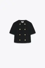 CONTRAST STITCH SHORT SLEEVE BLAZER