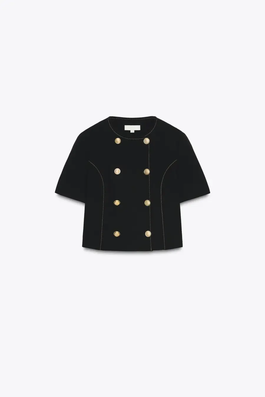 CONTRAST STITCH SHORT SLEEVE BLAZER