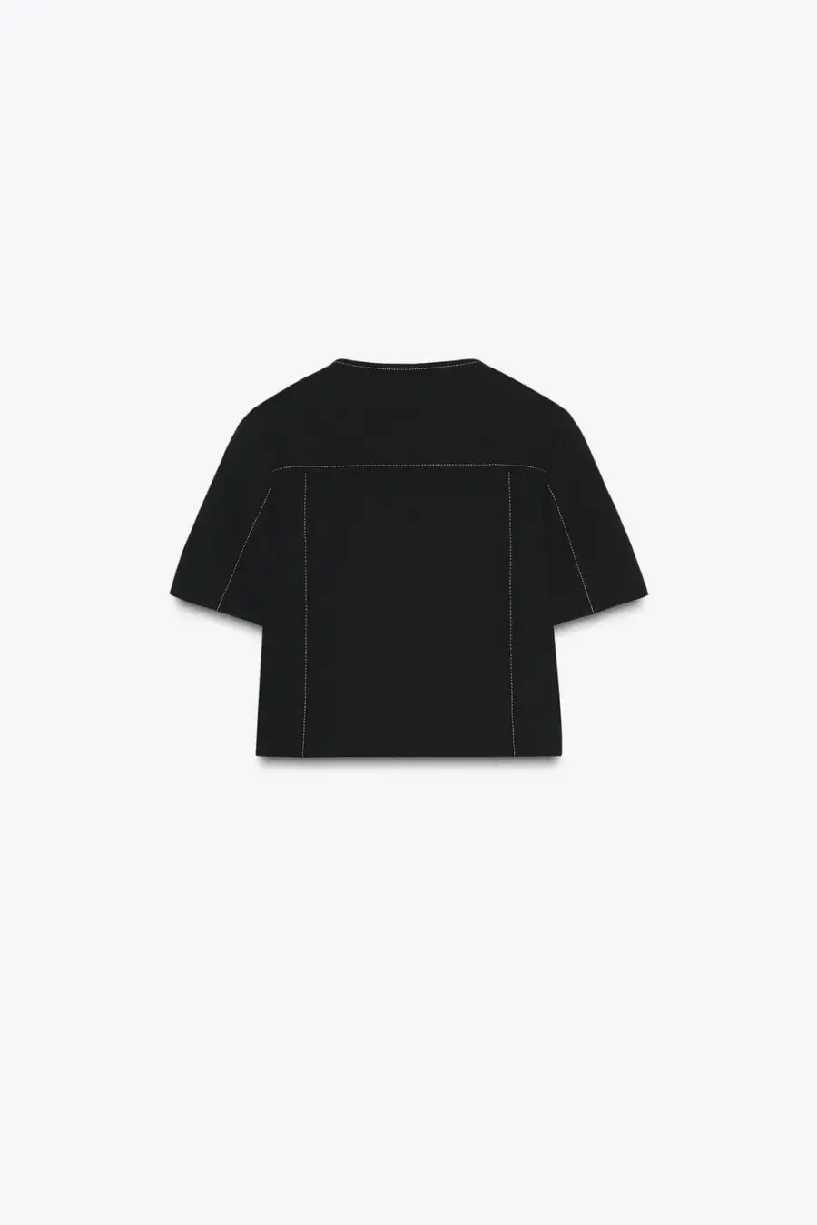 CONTRAST STITCH SHORT SLEEVE BLAZER