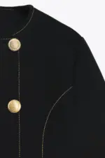 CONTRAST STITCH SHORT SLEEVE BLAZER