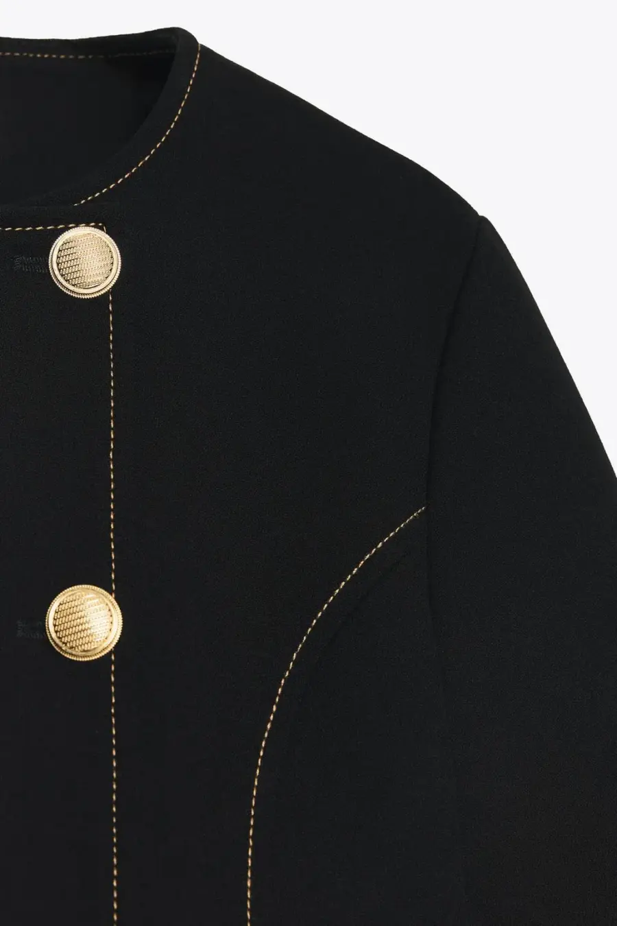 CONTRAST STITCH SHORT SLEEVE BLAZER