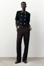 CONTRAST STITCH SHORT SLEEVE BLAZER