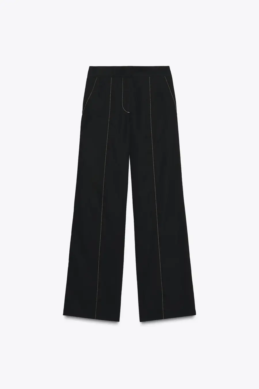 STRAIGHT-LEG TROUSERS WITH CONTRAST TOPSTITCHING