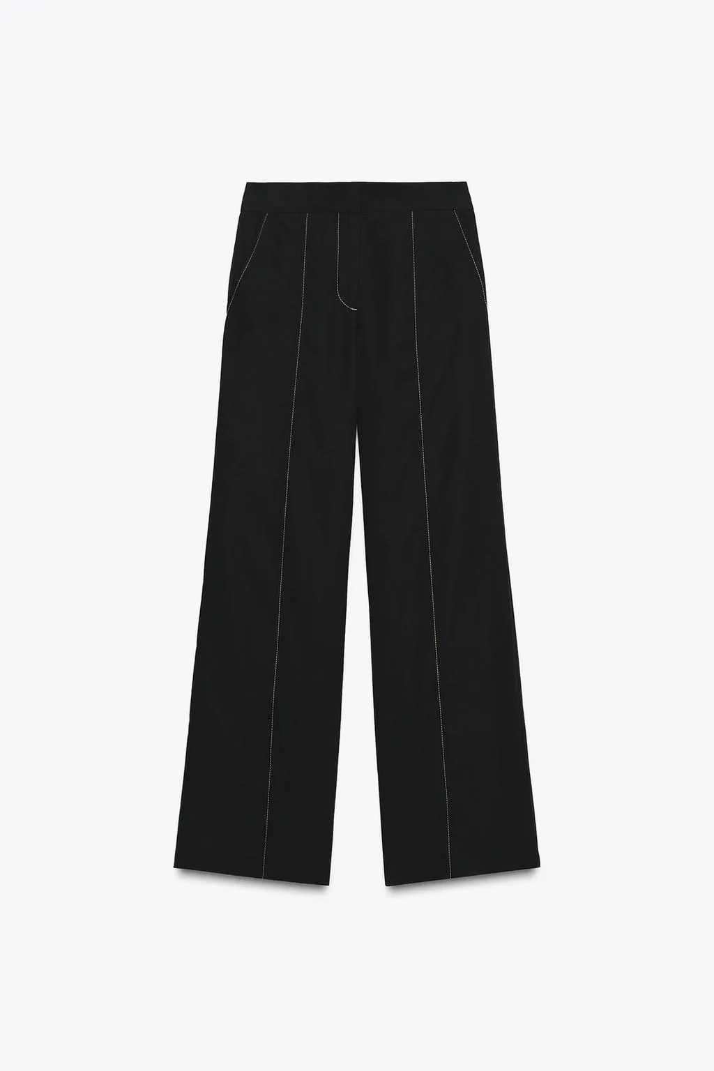 STRAIGHT-LEG TROUSERS WITH CONTRAST TOPSTITCHING