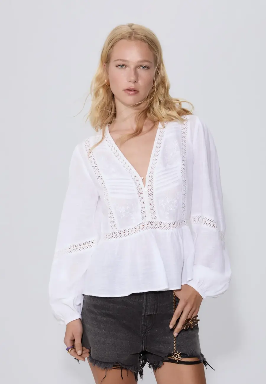 Flowing embroidered blouse