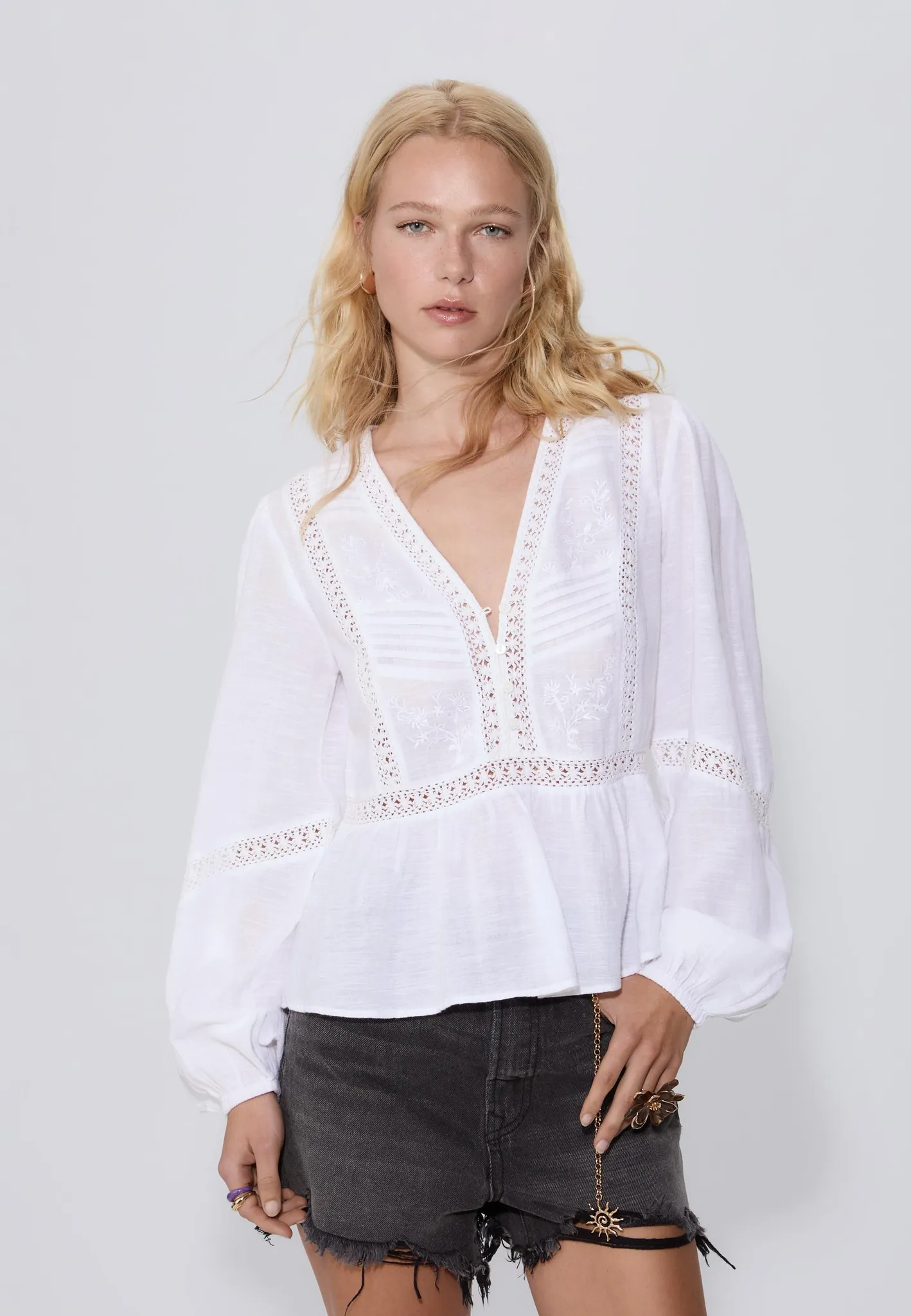 Flowing embroidered blouse