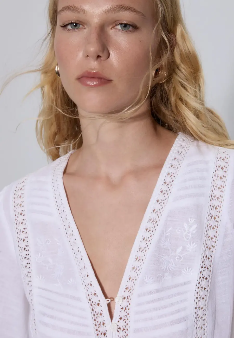 Flowing embroidered blouse