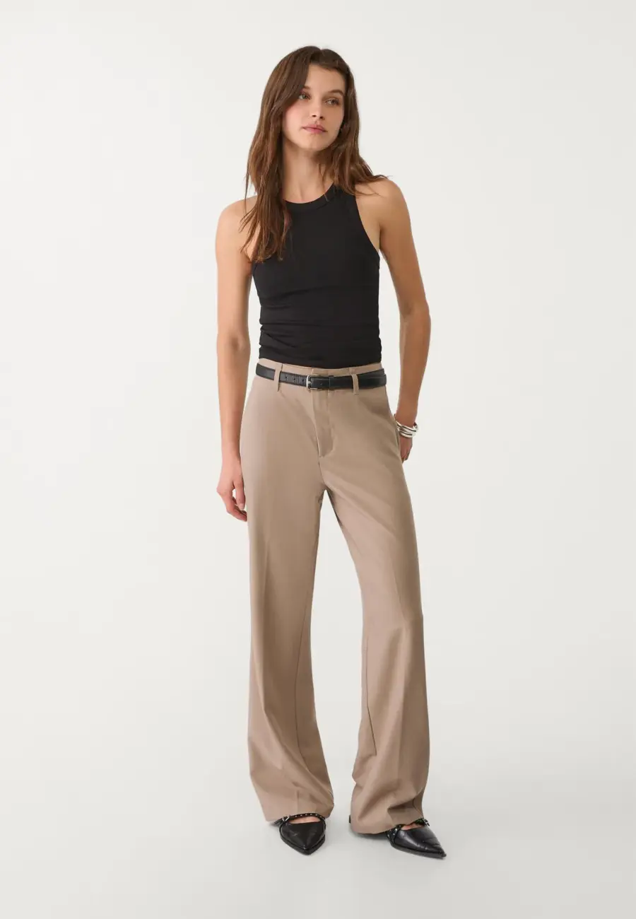 FLOWING STRAIGHT-LEG SMART TROUSERS WITH BELT