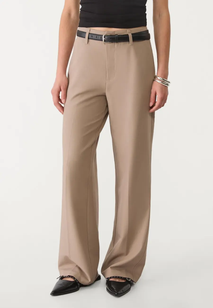 FLOWING STRAIGHT-LEG SMART TROUSERS WITH BELT