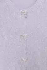 CARDIGAN WITH FAUX PEARL TIES