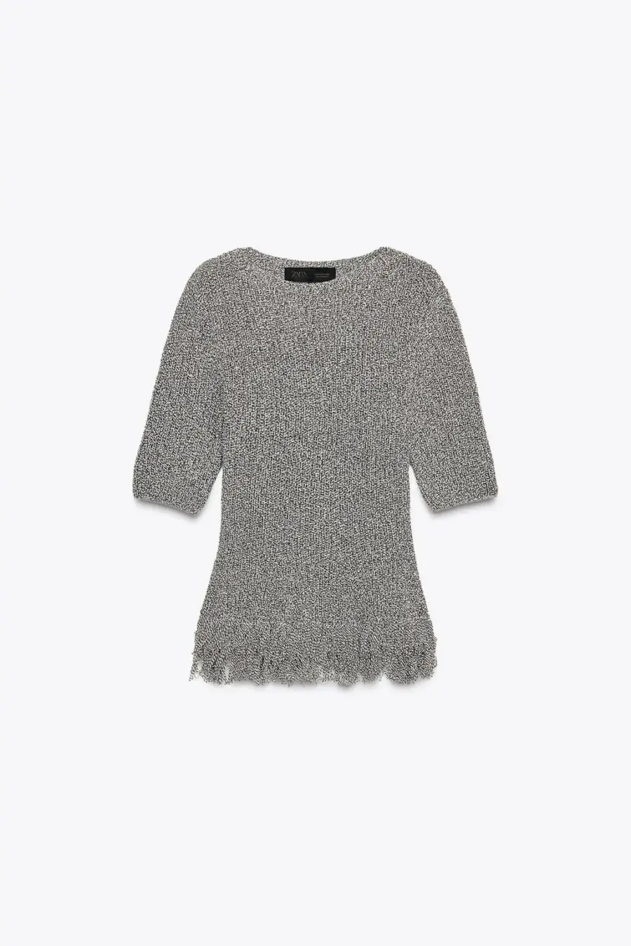 FITTED KNIT TOP WITH FRINGING