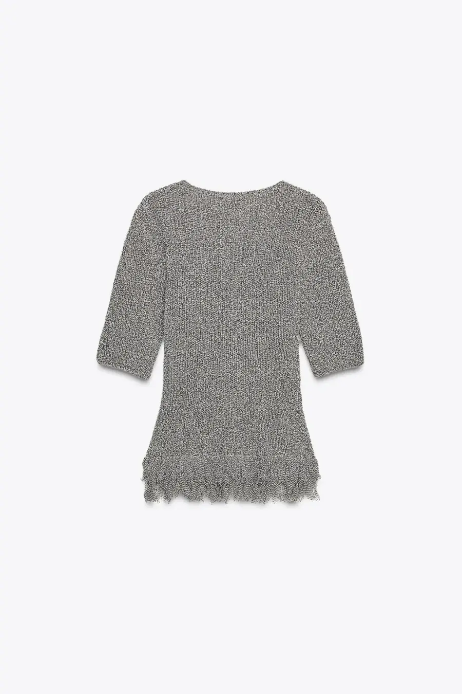 FITTED KNIT TOP WITH FRINGING