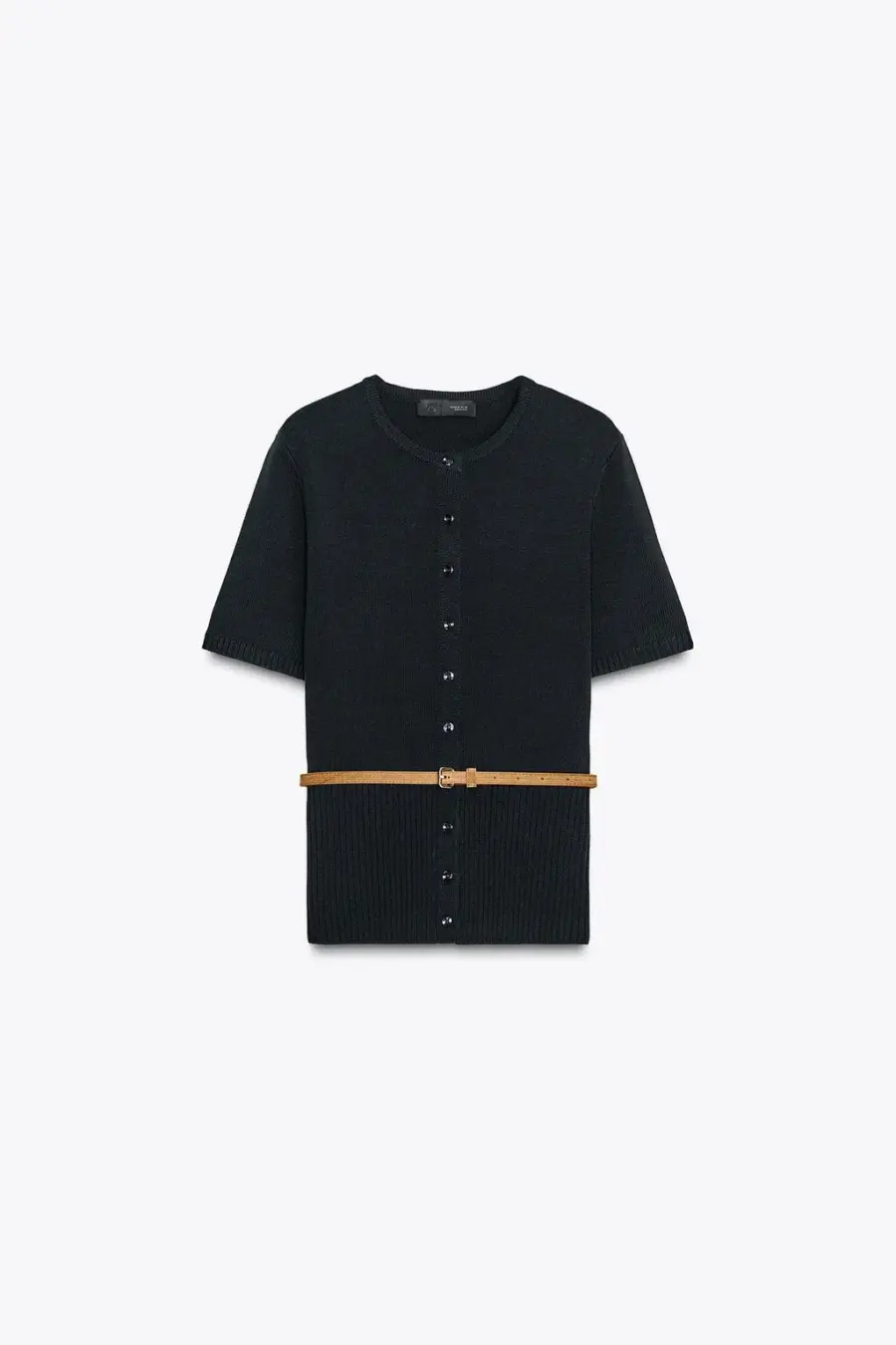 SHORT SLEEVE BELTED CARDIGAN