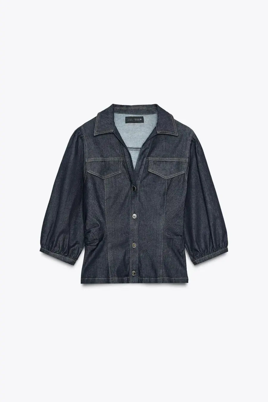 Z1975 FITTED DENIM PUFF SLEEVE SHIRT