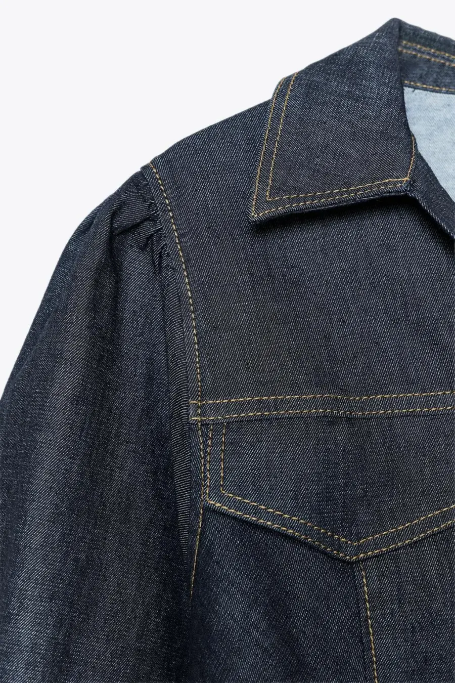 Z1975 FITTED DENIM PUFF SLEEVE SHIRT