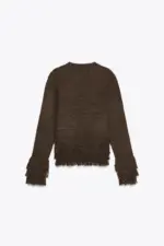 FRINGED KNIT CARDIGAN WITH BUTTON