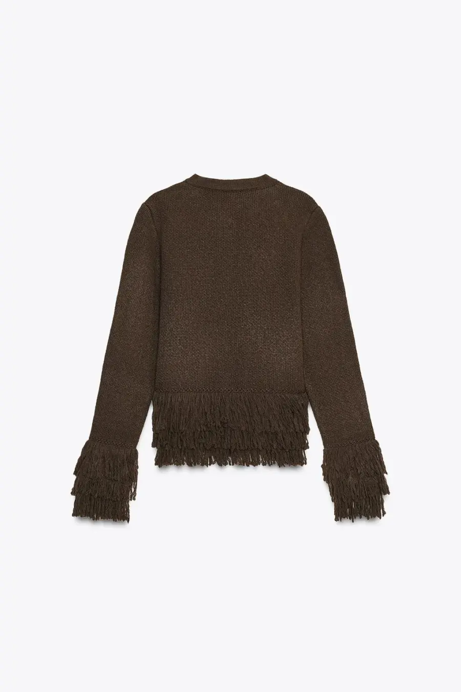 FRINGED KNIT CARDIGAN WITH BUTTON