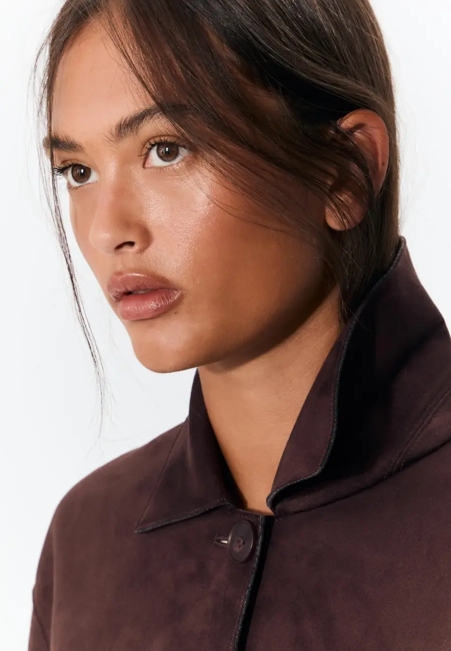 Faux suede jacket with pockets