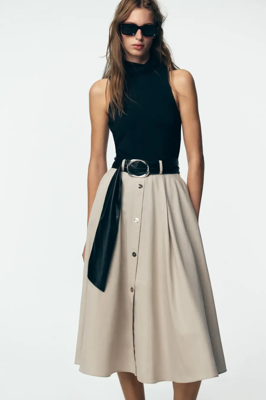 BELTED COMBINATION DRESS