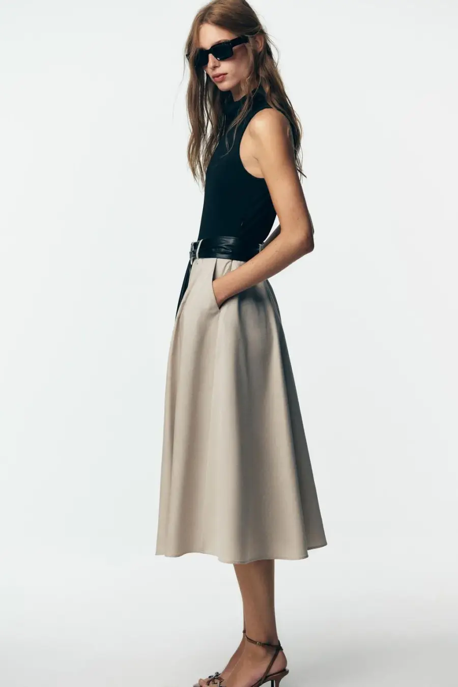 BELTED COMBINATION DRESS
