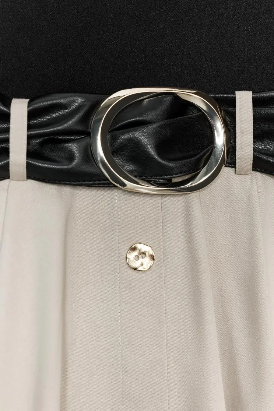 BELTED COMBINATION DRESS