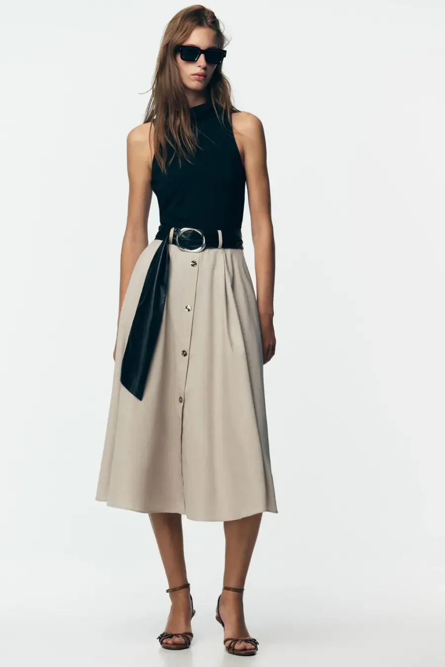 BELTED COMBINATION DRESS