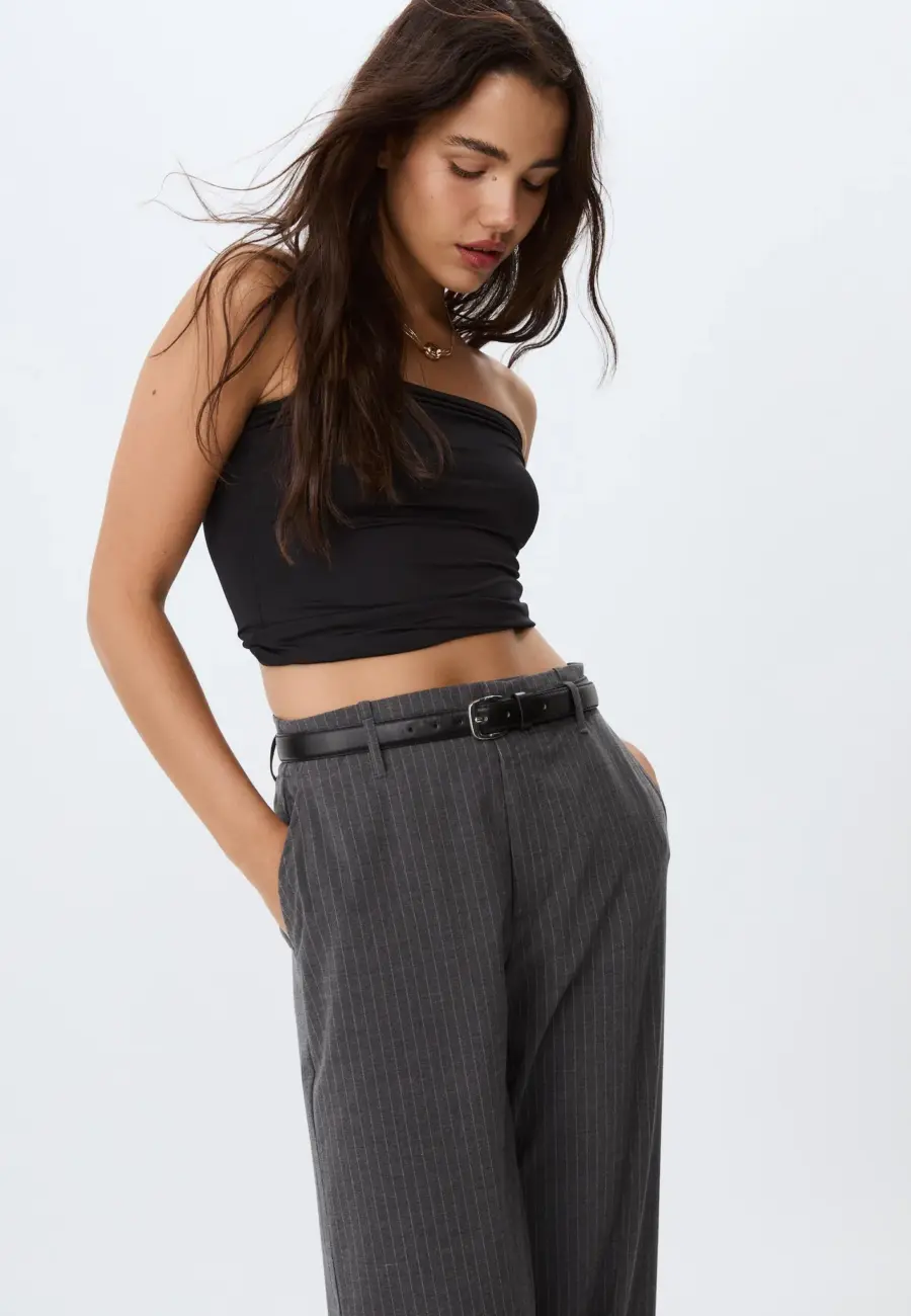 Flowing straight-leg smart trousers with belt