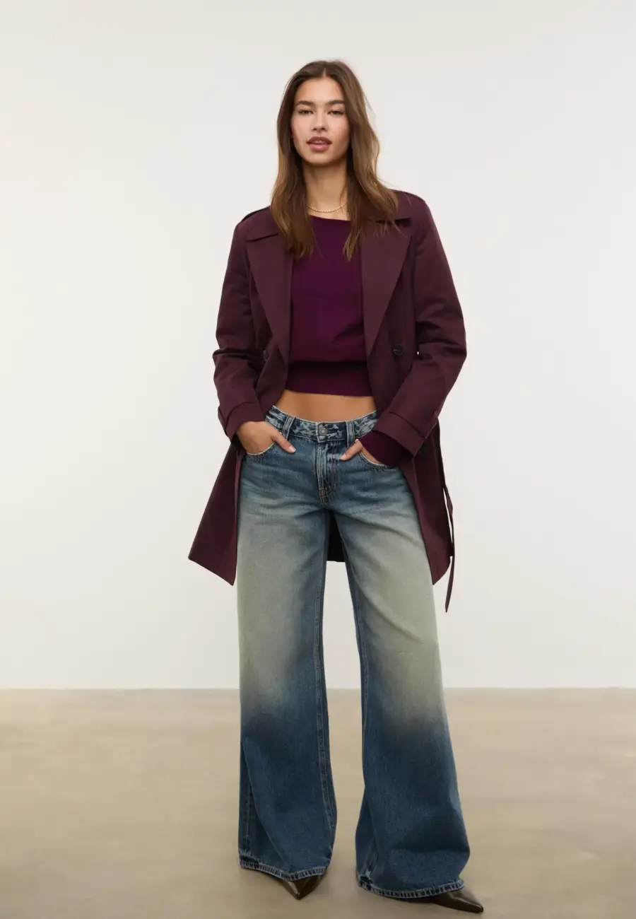 Basic regular fit trench coat with belt