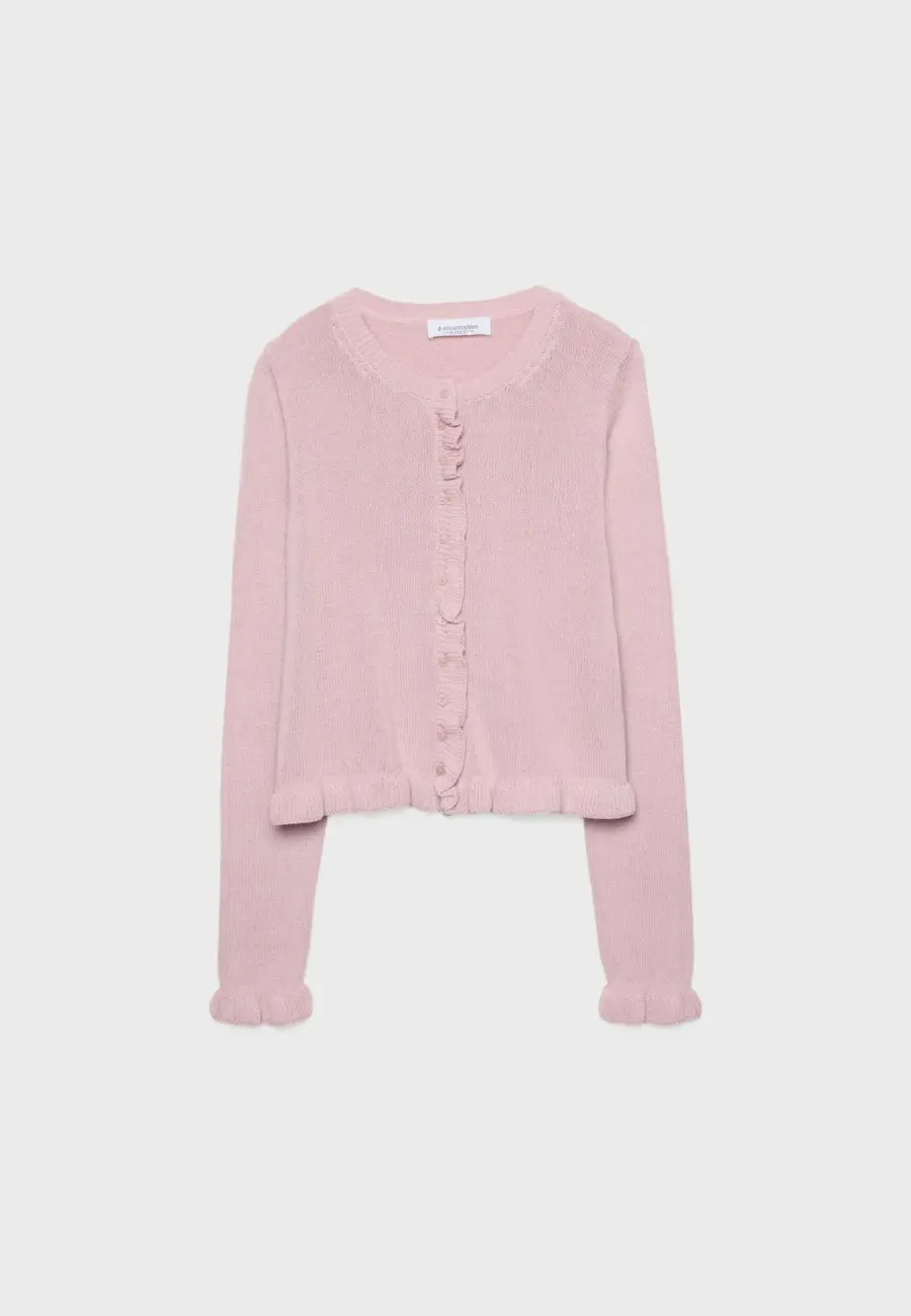 Knit cardigan with buttons and ruffles