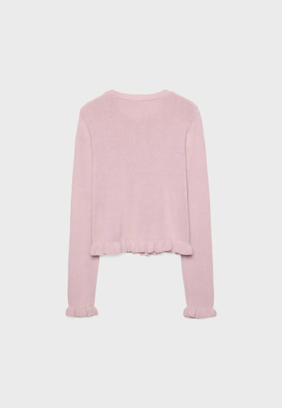 Knit cardigan with buttons and ruffles