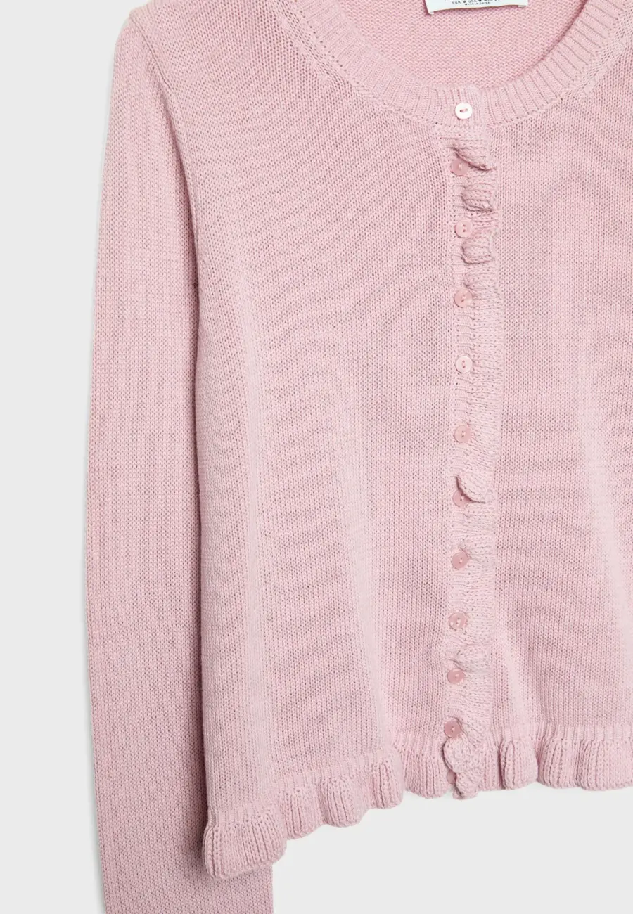 Knit cardigan with buttons and ruffles