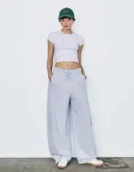 Soft fabric barrel pants