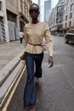 BELTED FAUX SUEDE PEPLUM JACKET