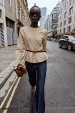 BELTED FAUX SUEDE PEPLUM JACKET