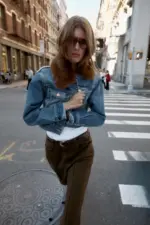 Z1975 FAUX FUR COLLAR SHORT DENIM JACKET