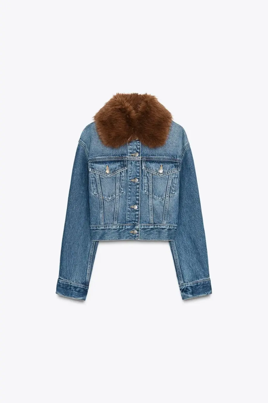 Z1975 FAUX FUR COLLAR SHORT DENIM JACKET