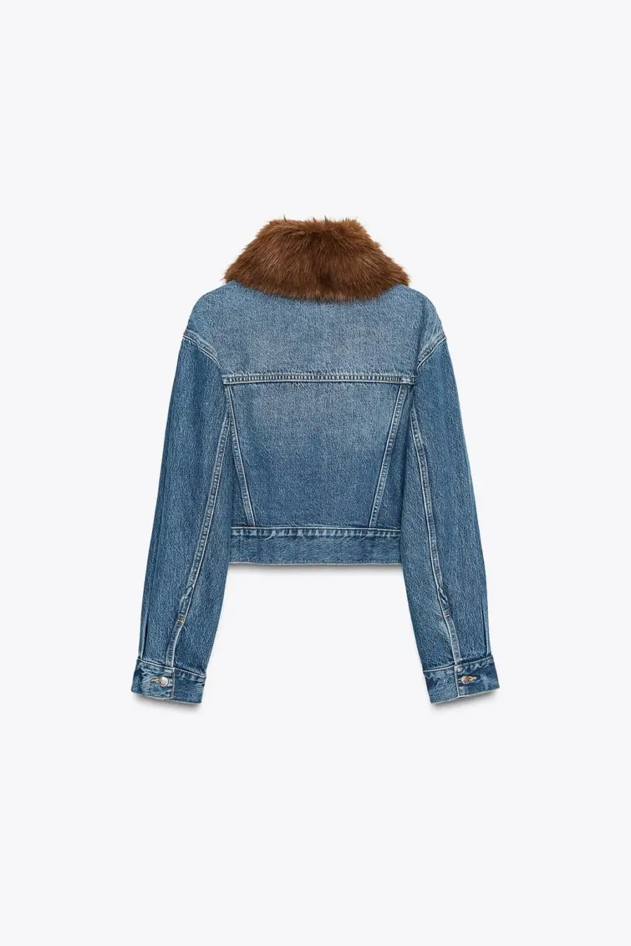 Z1975 FAUX FUR COLLAR SHORT DENIM JACKET