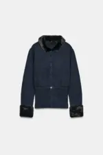 CONTRAST KNIT FAUX FUR CARDINGAN