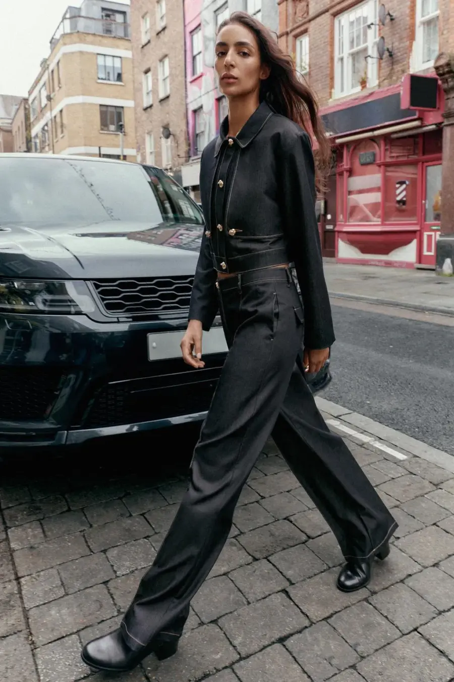 CONTRAST STITCH CROPPED JACKET