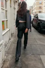 CONTRAST STITCH CROPPED JACKET