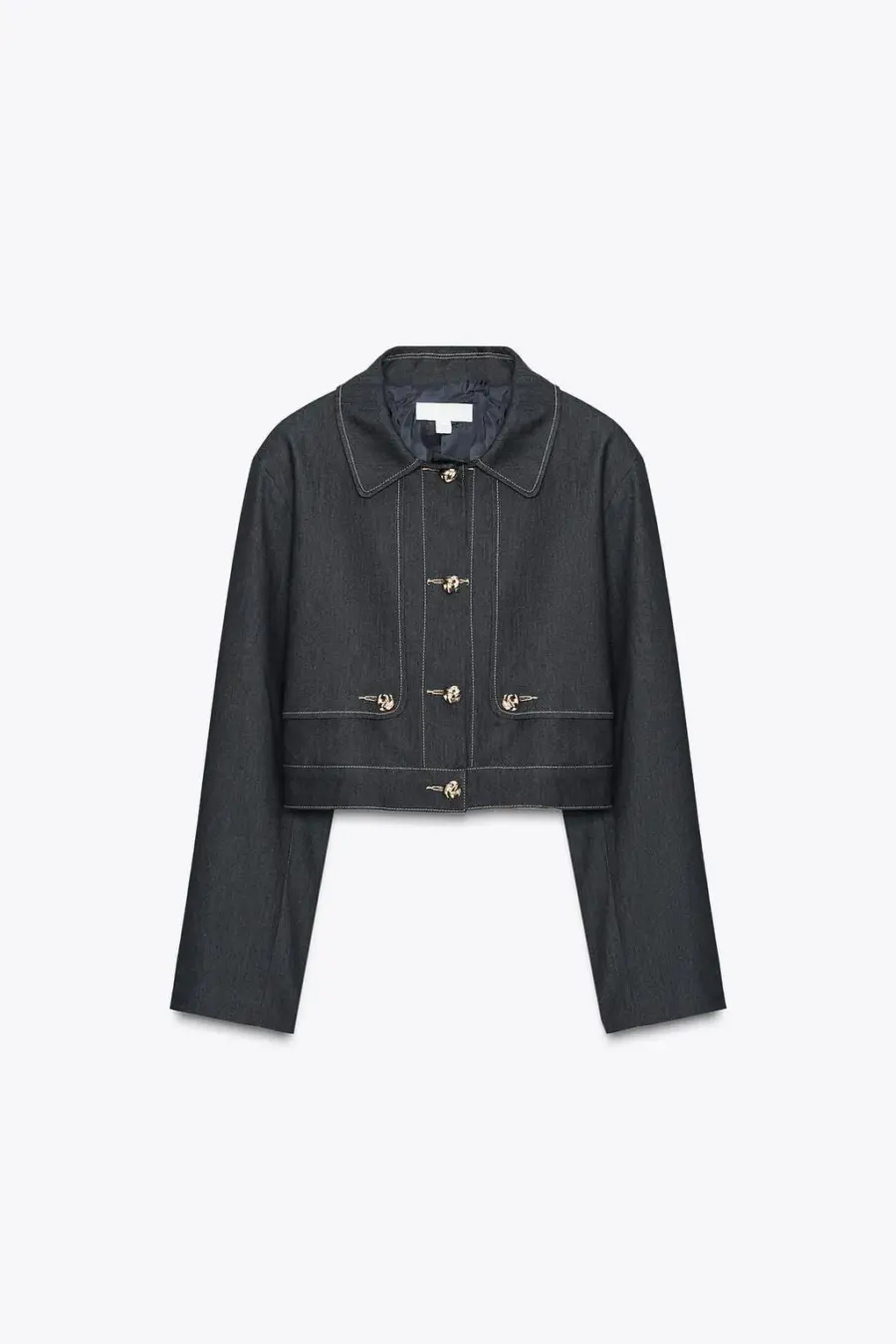 CONTRAST STITCH CROPPED JACKET