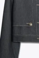 CONTRAST STITCH CROPPED JACKET