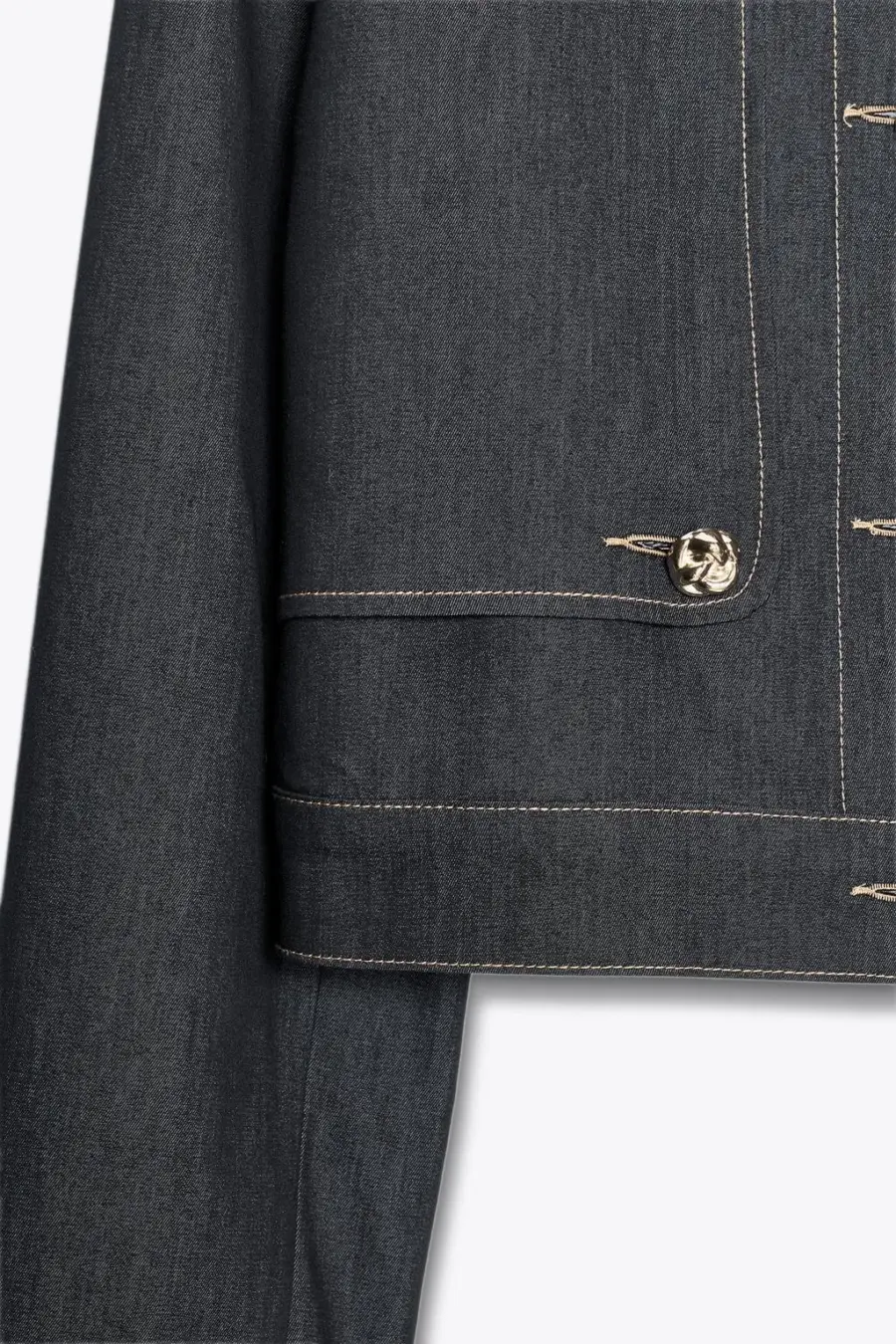 CONTRAST STITCH CROPPED JACKET